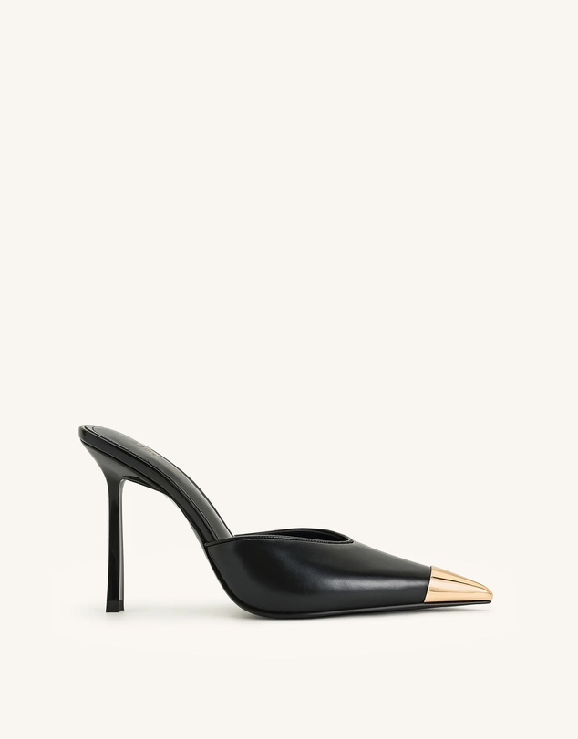 JW PEI - Savannah Metal Cap Toe Pointed Mule Heels