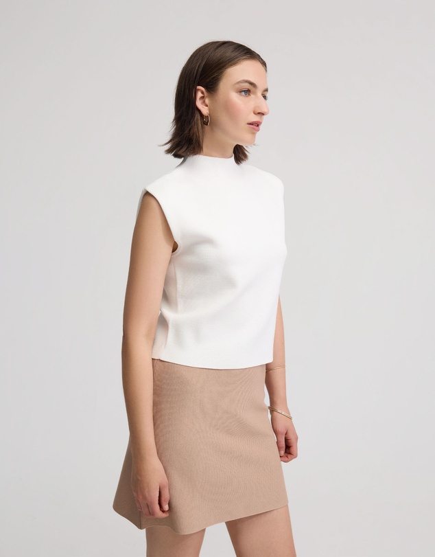 Oxford - Pepper Knitted Funnel Collar Top