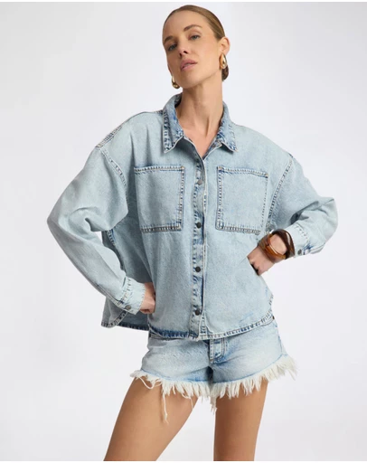 ONE TEASPOON - Je T'Aime Denim Shacket - Whisper Blue