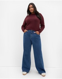 City Chic - Plus size Kenia Crew Neck Knit Jumper - wildberry