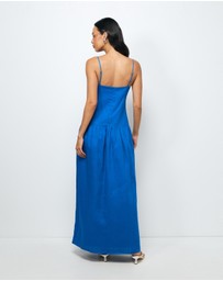AERE - Bree V Neck Linen Maxi Dress