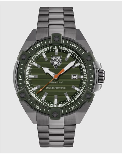Plein Sport - Plein Urban Pulse 47mm Green dial and Stainless steel strap
