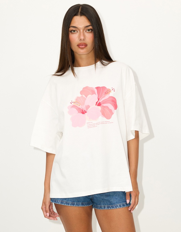 Dazie - Hibiscus Oversized Graphic Tee