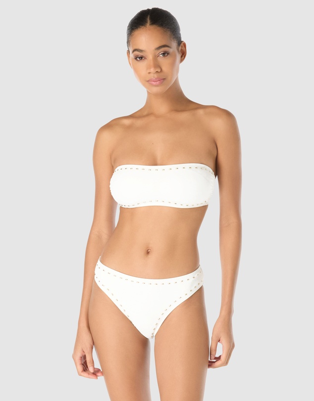 Michael Kors - Gold Studded Removable Halter Strap Bandeau Bikini Top