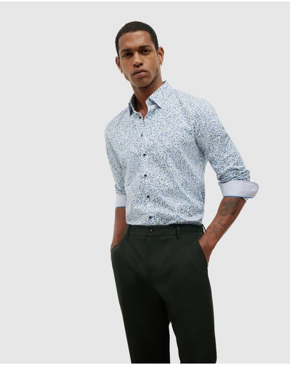Politix - Textured Floral Long Sleeve Shirt