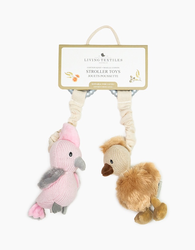 Living Textiles - 2 Pack Stroller Toys - Galah & Emu