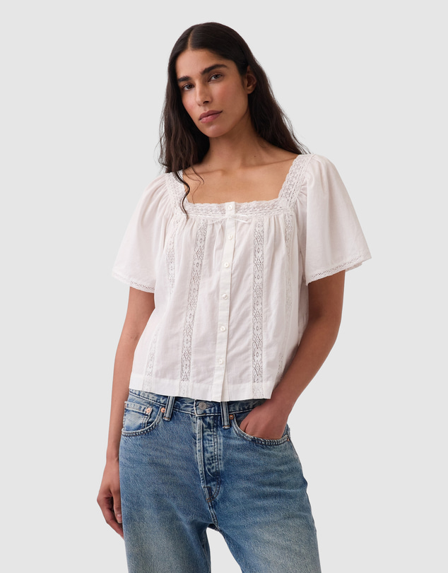GAP - SS Lace Femme Square Neck Top