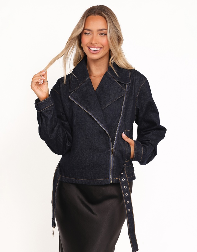Petal & Pup - Mira Denim Moto Jacket - Dark Indigo