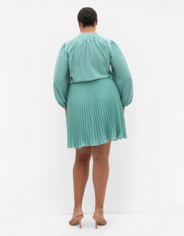 City Chic - Halle Long Sleeve Pleat Mini Dress