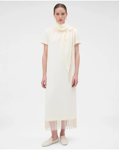 Oroton - Fringe Detail Crepe Dress