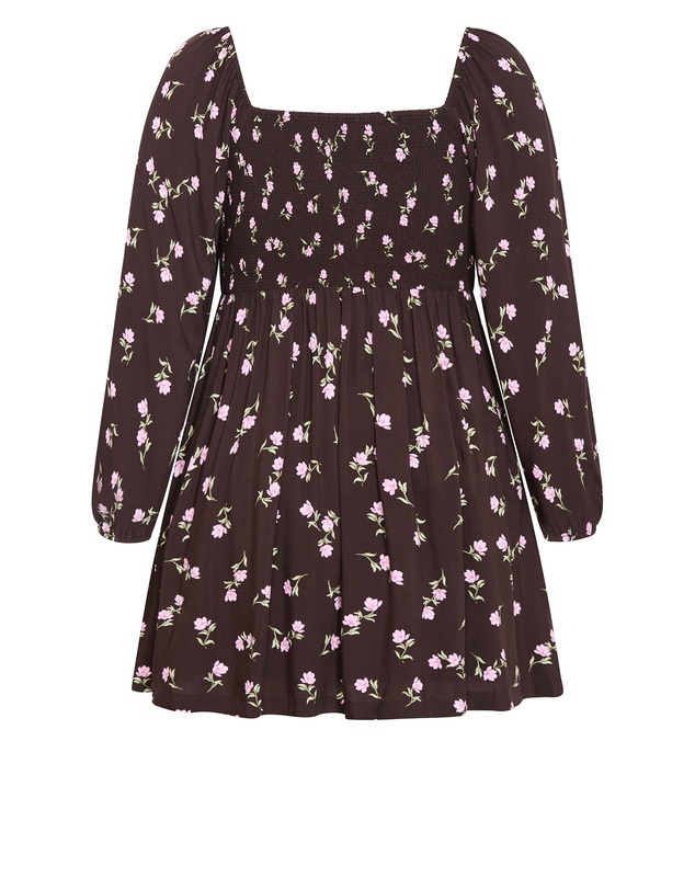 City Chic - Aire Field Print Long Sleeve Mini Dress