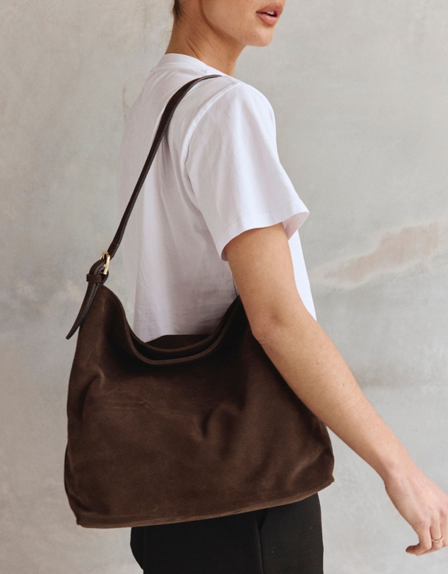 VESTIRSI - Savannah Brown Suede Hobo Bag