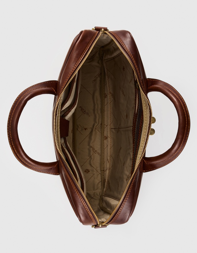 Republic of Florence - Pretoria Matt Choc Leather Laptop Briefcase