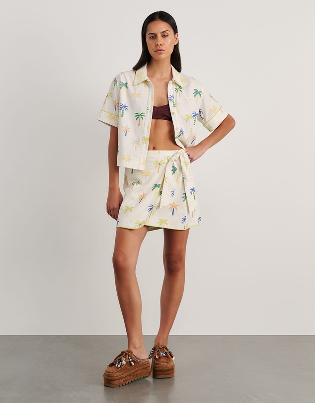 Jag - Palm Tie Wrap Mini Skirt