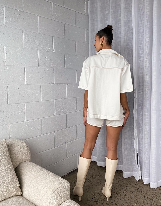 Dazie - Balmy Nights Short Sleeve Denim Overshirt