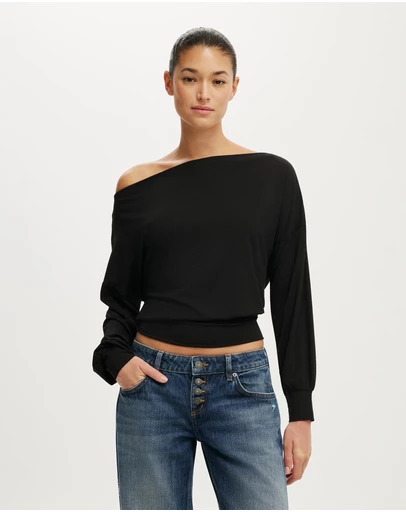 Cotton On - Sage Off Shoulder Long Sleeve