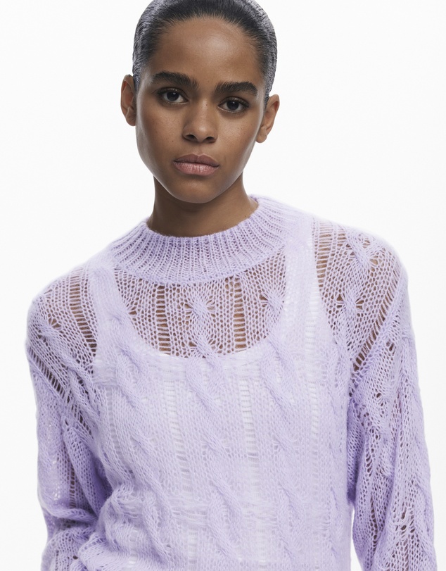 Desigual - Cable-knit sweater with distressed details