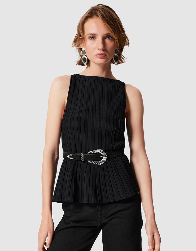 & Other Stories - Rib-Knit Peplum Top