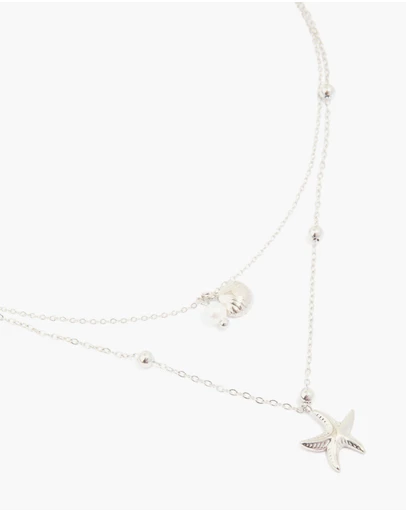 Lovisa - Waterproof Stainless Steel Starfish & Shell Layered Necklace
