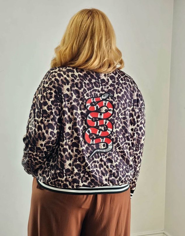 Hope & Harvest - Leopard Print Sukajan Bomber with Snake Patch // Limited Edition