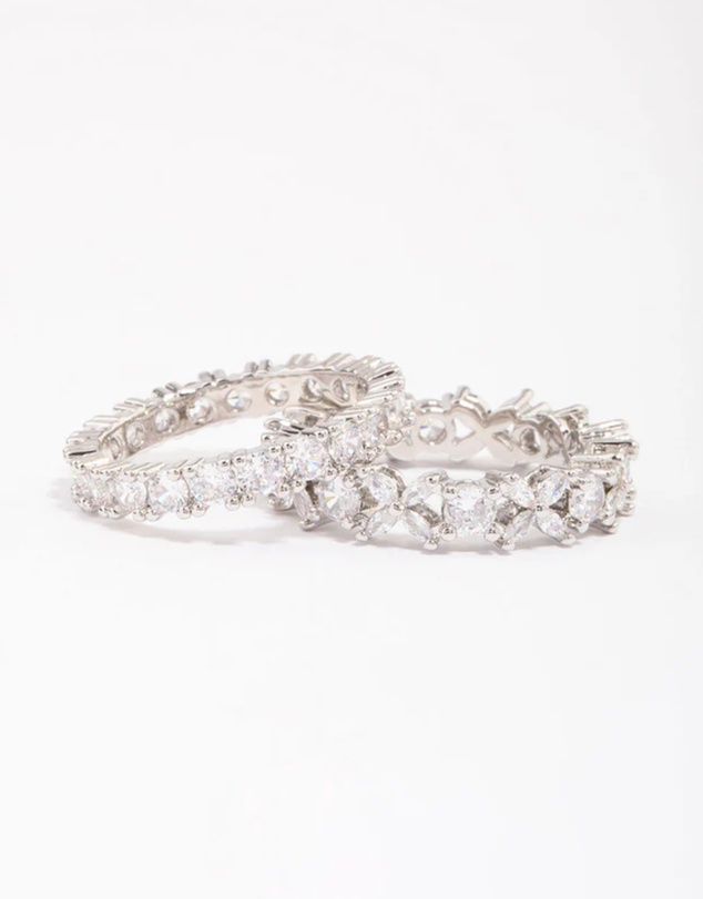 Lovisa - Silver Flower Double Band Stack Ring