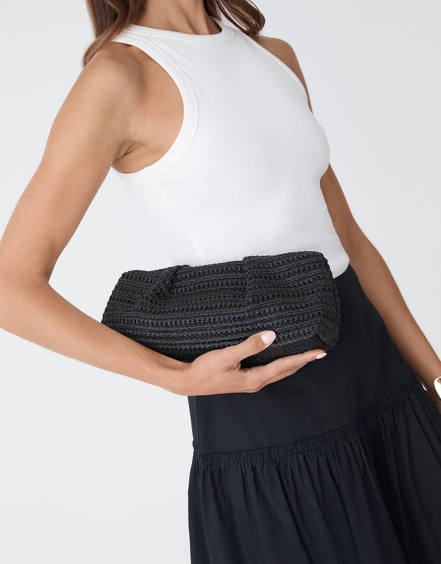 Forcast - Coral Raffia Clutch Bag