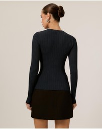 Tussah - Ribbed Crew Neck Long Sleeve Top