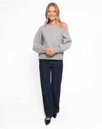 Petal & Pup - Ailis Off Shoulder Sweater - Grey