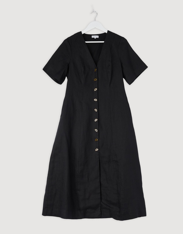Revibe - Repaired AERE Rani Linen Midi Dress - AU 12