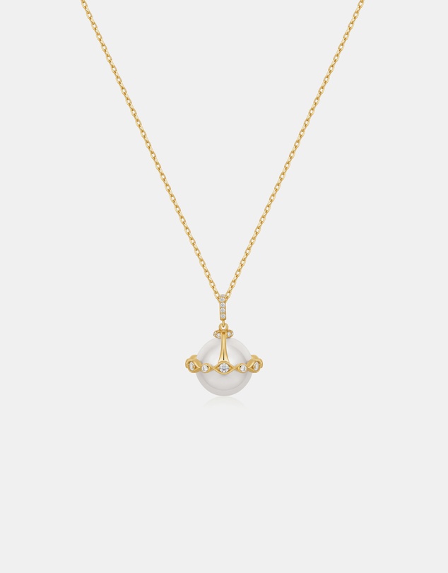 Ania Haie - Gold Shell Pearl Halo Evil-Eye Necklace