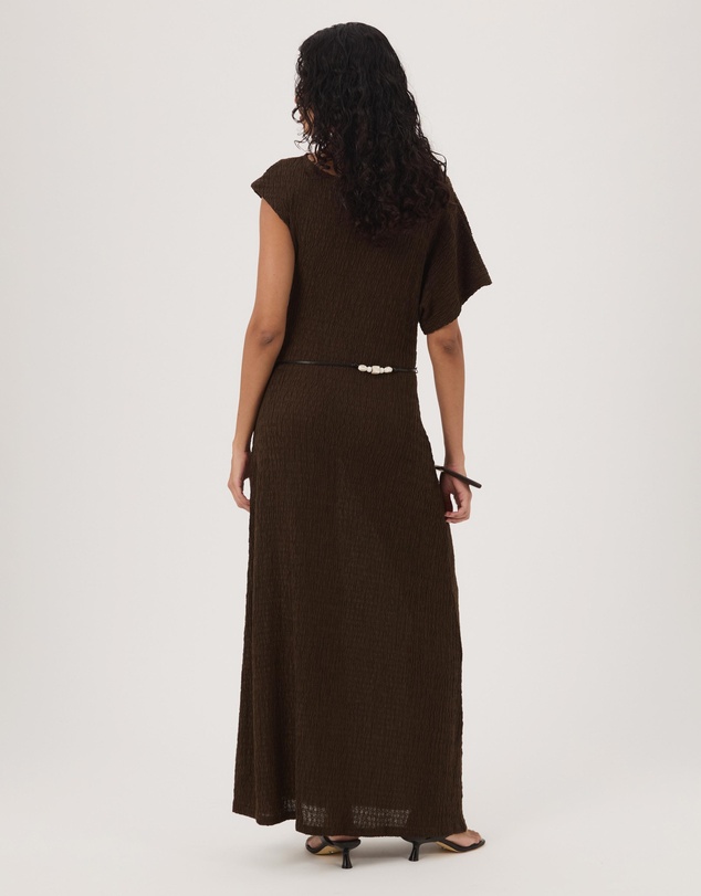 Atmos&Here - Maeve Textured Jersey Midi Dress with Beaded Belt