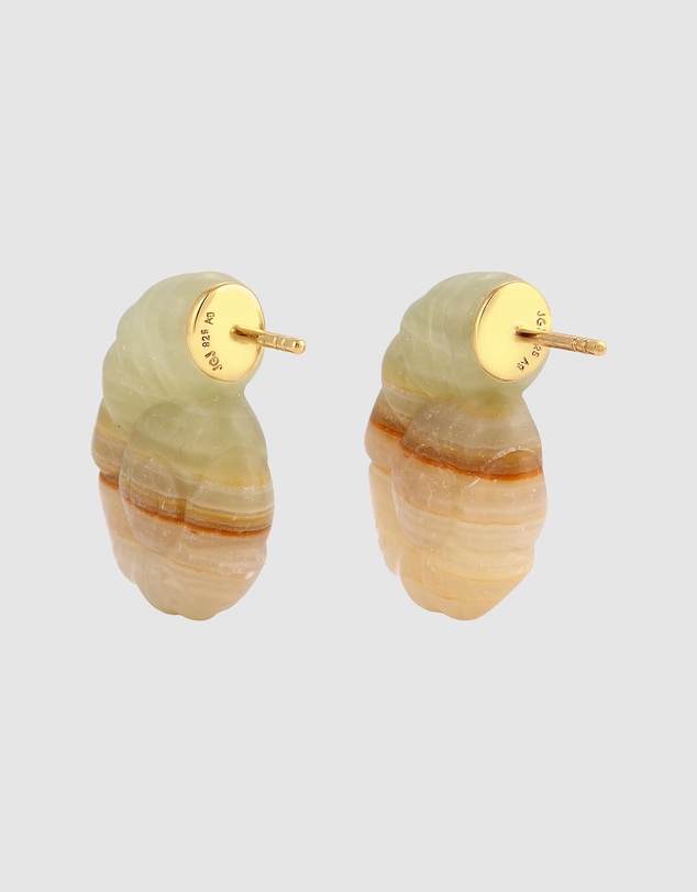 Haze & Glory - ICONIC EXCLUSIVE - Earrings Women Stud Jade 925 Sterling Silver Gold Plated