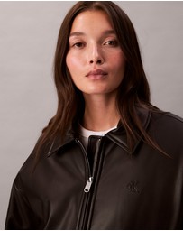 Calvin Klein - Faux Leather Relaxed Bomber Jacket
