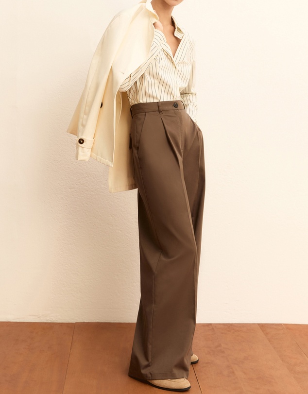 Emme - Khaki Straight Trousers