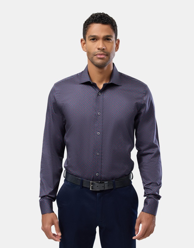 Brooksfield - Geo Floral Print Slim Fit Dress Shirt