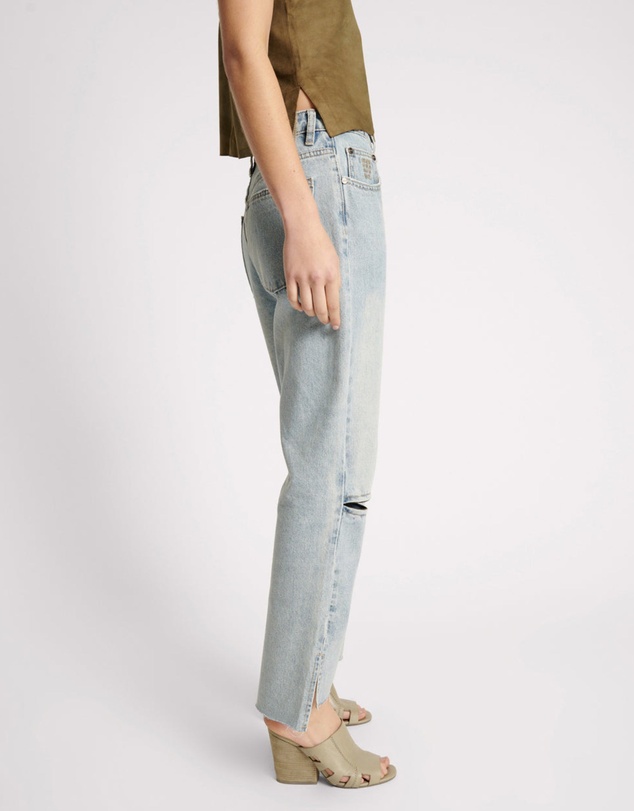 ONE TEASPOON - Fleetwood Zipped Hooligans Mid Waist Relaxed Cropped Jeans