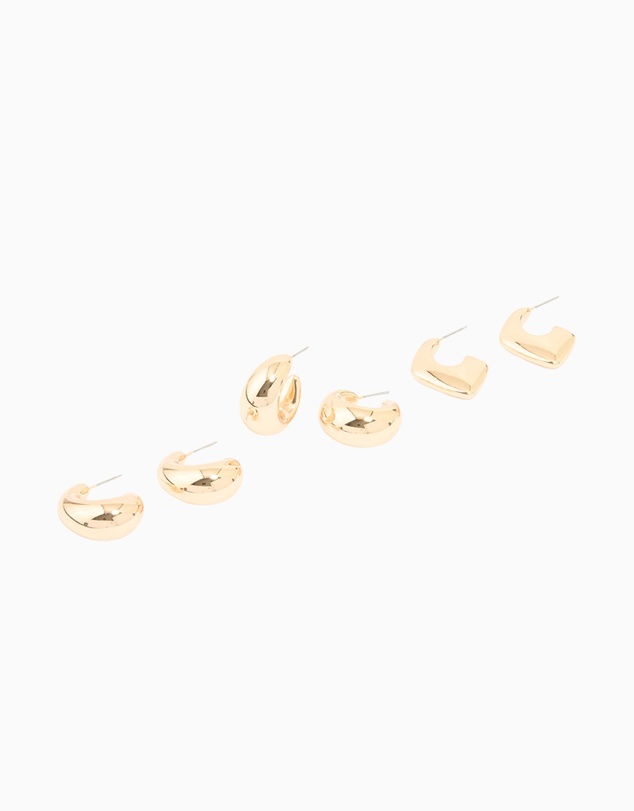 Lovisa - Gold Mixed Teardrop Hoop Earrings 3-Pack