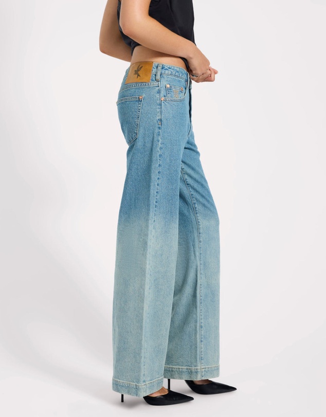 ONE TEASPOON - Low Riders Low Waist Wide Leg Denim Jeans - Texas Blue