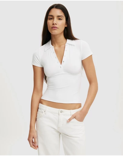 Cotton On - Hold Me Polo Short Sleeve Top