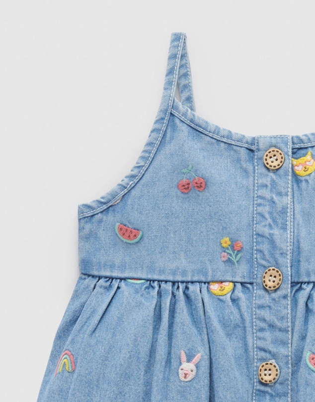 Purebaby - Chambray Broderie Dress -Kids-Babies