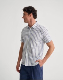 Oxford - Leyton Short Sleeve Stripe Linen Shirt