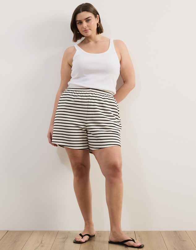 Atmos&Here Curvy - Poppy Cotton Stripe Sweat Shorts