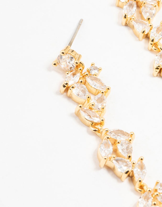 Lovisa - Gold Plated Cascading Pear & Marquise Cubic Zirconia Earrings