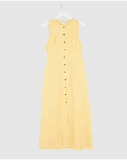 Revibe - Repaired AERE Violet Linen Button Down Midi Dress - AU 12