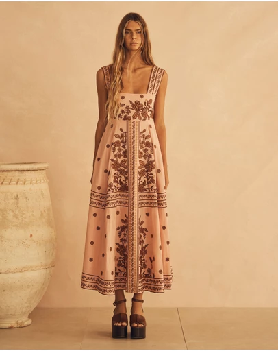 AUR OCEA - Embroidered Empire Maxi Dress