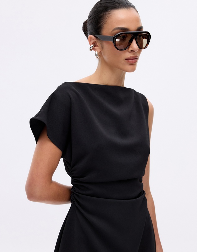 Minima Esenciales - Zeva Crepe Draped Mini Dress