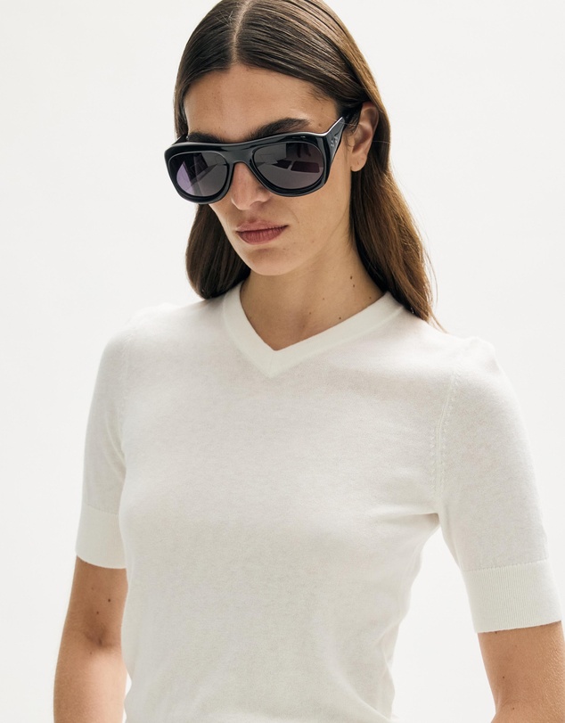 Minima Esenciales - Rilo Organic Cotton Cashmere V Neck T-Shirt