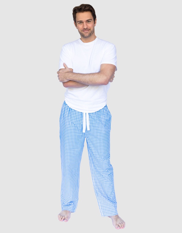 Sant And Abel - Men's Hepburn Gingham Light Blue PJ Pants