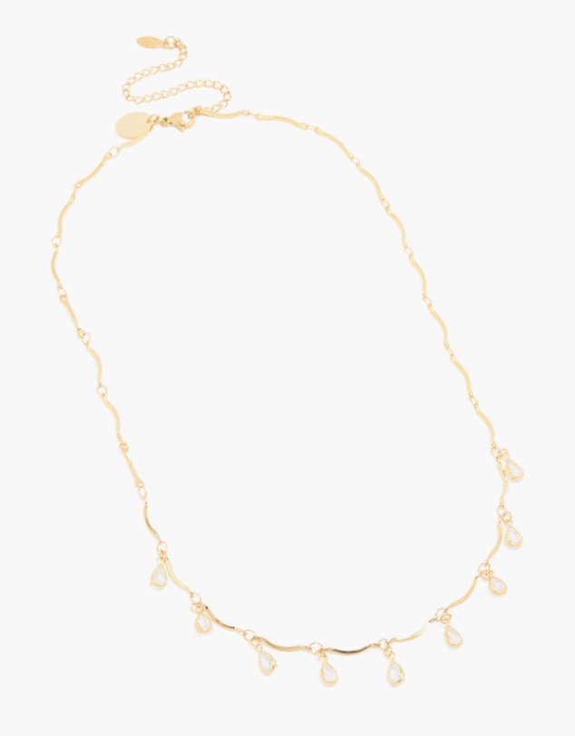 Lovisa - Waterproof Gold Plated Stainless Steel Cubic Zirconia Droplet Charms Necklace