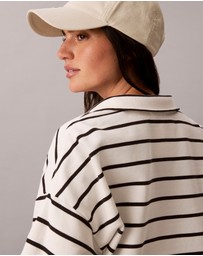 Calvin Klein Jeans - Striped Monogram Terry Cropped Sweatshirt
